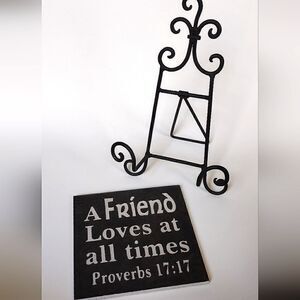 A Friend Loves at All Times- Black Tile Slab and Holder, Decor by Living Stones